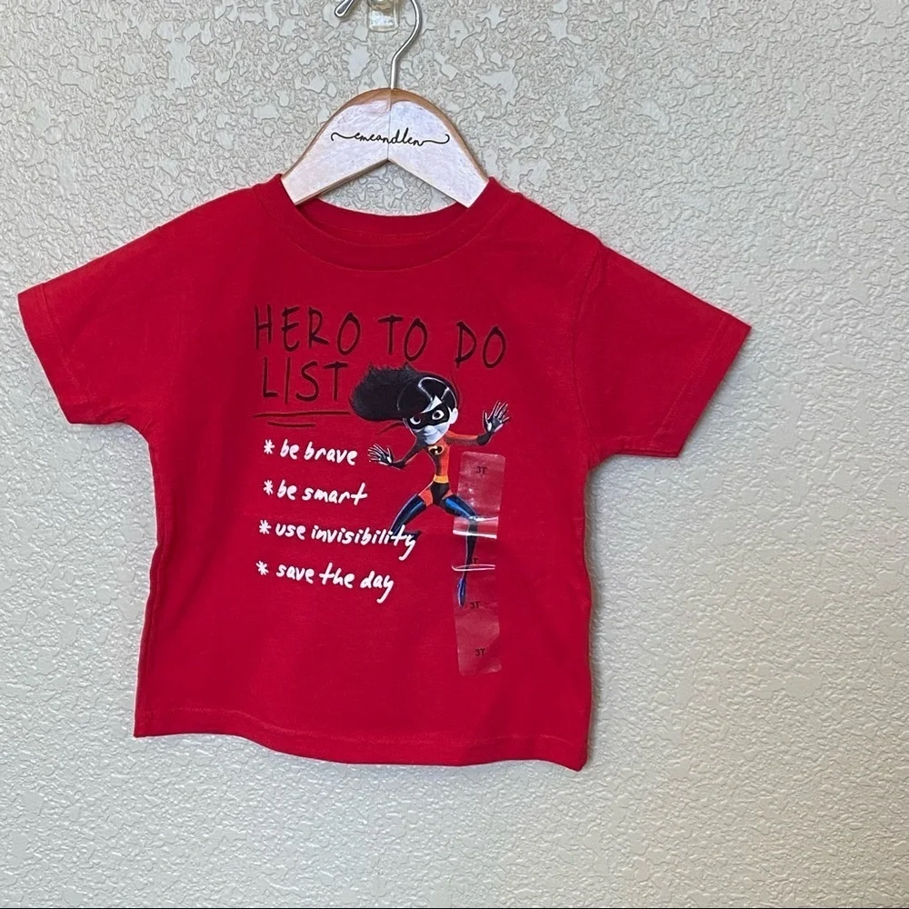 Incredible violet red T-shirt unisex 3T hero to do list Disney‎ Pixar